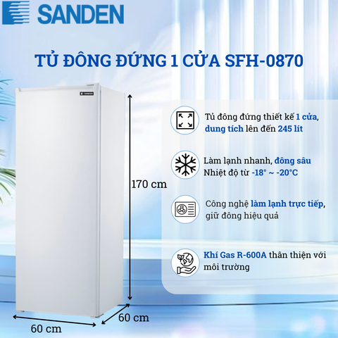 Tủ Đông Đứng Sanden 245 Lít SFH-0870