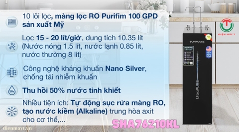 MÁY LỌC NƯỚC RO ULTRAPURE SUNHOUSE 10 LÕI SHA76210KL