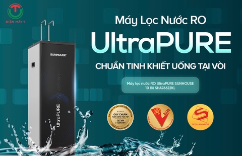 Máy lọc nước RO nóng nguội lạnh Sunhouse UltraPURE SHA76622KL 10 lõi