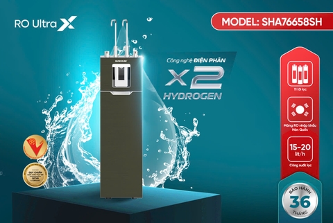 Máy lọc nước RO nóng nguội lạnh Hydrogen Sunhouse UltraX SHA76658SH - 11 lõi