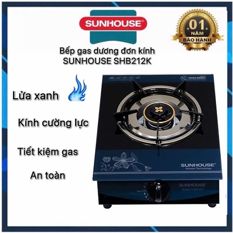 Bếp gas dương đơn kính họng thường SUNHOUSE SHB212KT