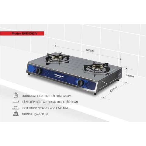 Bếp gas dương inox Sunhouse SHB31012-V
