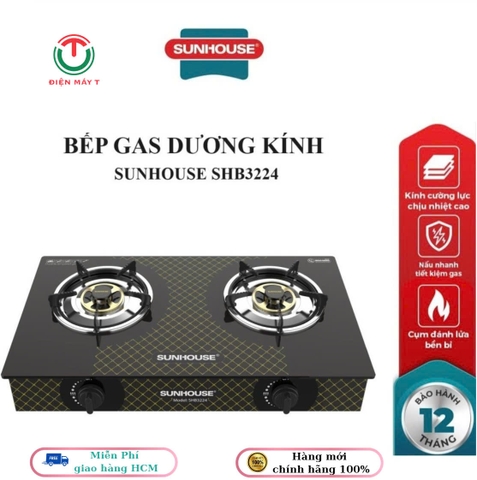 BẾP GAS DƯƠNG KÍNH SUNHOUSE SHB3224
