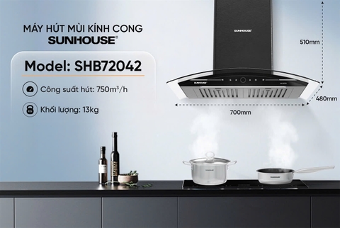 MÁY HÚT MÙI KÍNH CONG SUNHOUSE SHB72042