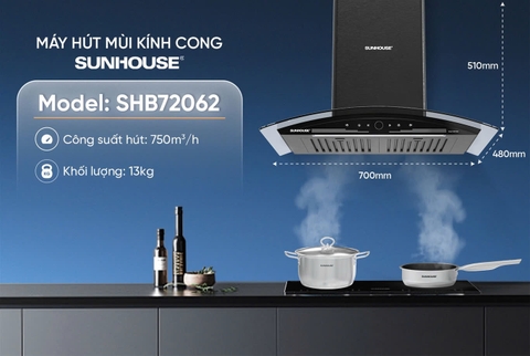 MÁY HÚT MÙI KÍNH CONG SUNHOUSE SHB72062