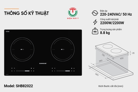 BẾP ĐÔI ĐIỆN TỪ SUNHOUSE SHB82022