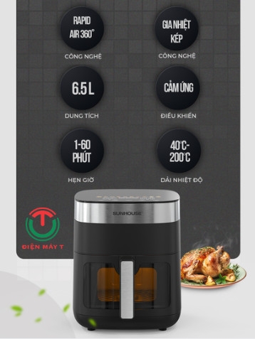 NỒI CHIÊN KHÔNG DẦU 6.5L SUNHOUSE SHD4092