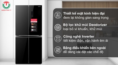 Tủ lạnh Sharp Inverter 362 lít Multi Door SJ-FX420VG-BK