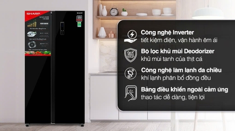 Tủ lạnh Sharp Inverter 442 lít Side By Side SJ-SBX440VG-BK