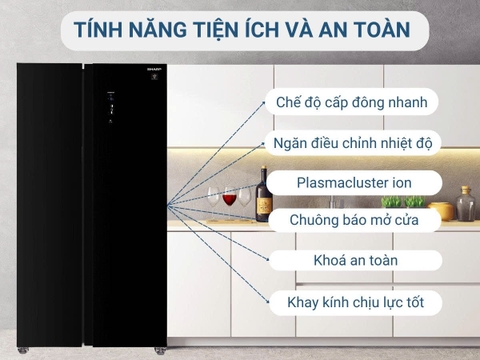 Tủ lạnh Sharp Inverter 600 lít SJ-SBXP600VG-BK