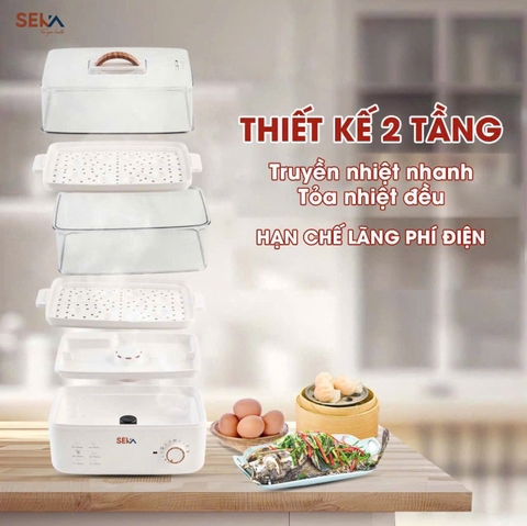 Nồi Hấp Điện 2 Tầng 6in1 Seka SK6610 (Model 2024)