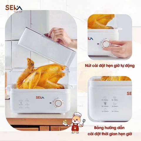 Nồi Hấp Điện 2 Tầng 6in1 Seka SK6610 (Model 2024)