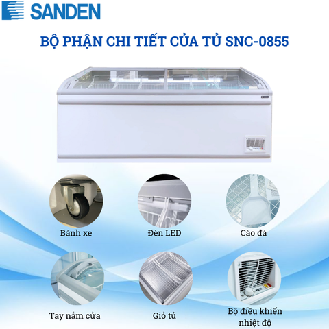 Tủ Đông Lớn Cửa Lùa Kính CongSanden 800 Lít SNC-0855