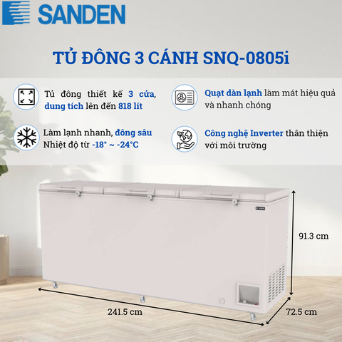 Tủ Đông Sanden 818 Lít SNQ-0805i