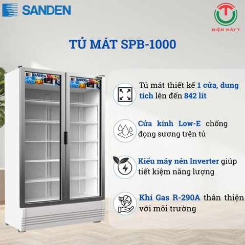 Tủ mát cửa kính Inverter 842 lít Sanden SPB-1000