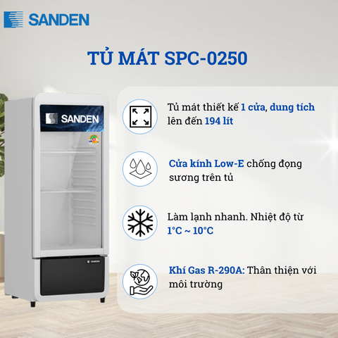 Tủ mát 1 Cánh Sanden 194 Lít SPC-0250