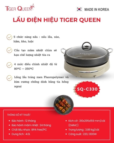 Lẩu điện Tiger Queen SQ-C330 (4.0L)