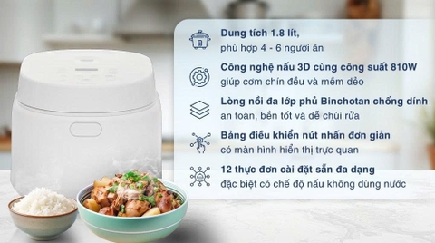 Nồi cơm điện tử Panasonic 1.8 lít SR-DL184WRA