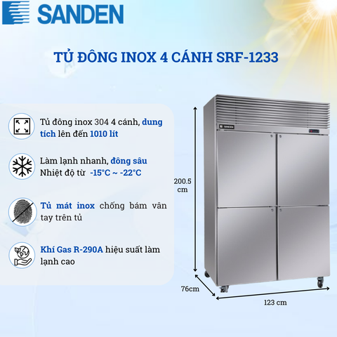Tủ Đông Inox 304 Sanden 1010 Lít SRF-1233