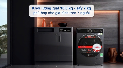 Máy giặt sấy Toshiba Inverter TWD-T25BZU115MWV(MG) - Giặt 10.5 kg - Sấy 7 kg