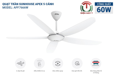 QUẠT TRẦN 5 CÁNH SUNHOUSE APEX APF7666W