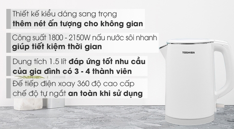 Bình đun siêu tốc TOSHIBA KT-15DS1PV