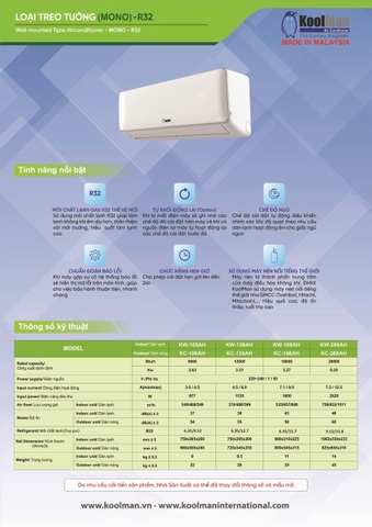 Máy lạnh KOOLMAN mono 1hp KW-106AH/KC-106AH