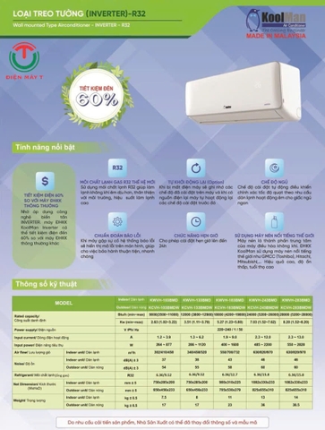 Máy lạnh KOOLMAN INVERTER 1hp KWVH-103BMD/KCVH-103BMDW