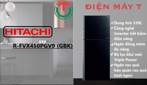 Tủ lạnh Hitachi Inverter 339 lít R-FVX450PGV9(GBK)