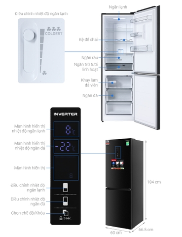 Tủ lạnh Sharp Inverter 323 lít SJ-BF330V-DG