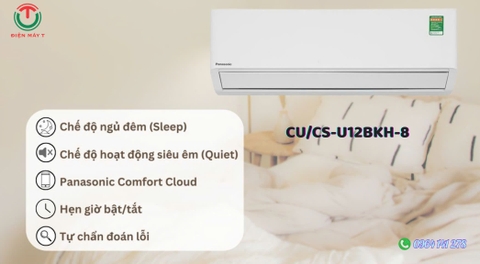 Máy lạnh Panasonic Inverter 1.5 HP CU/CS-U12BKH-8