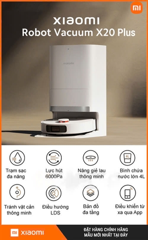 Robot hút bụi lau nhà Xiaomi Vacuum X20+ EU - Hàng chính hãng
