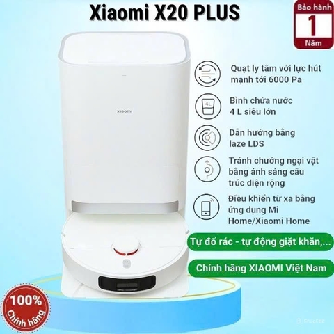 Robot hút bụi lau nhà Xiaomi Vacuum X20+ EU - Hàng chính hãng