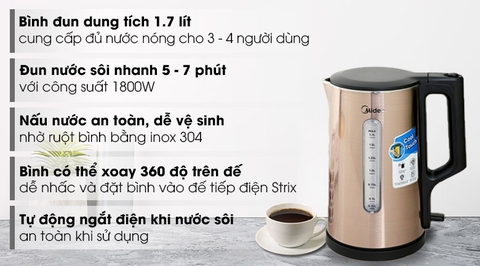 Bình đun siêu tốc Midea MK317DW