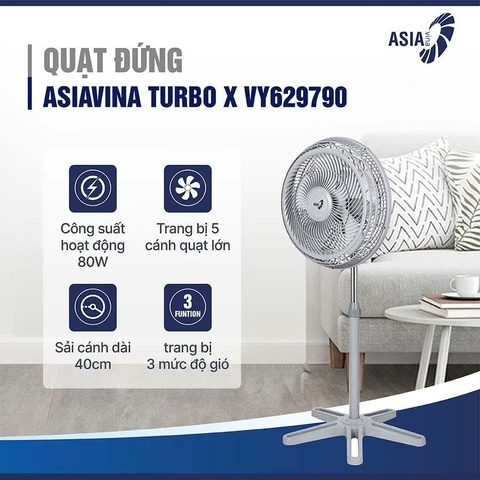 Quạt đứng Asiavina Turbo X VY629790 Xám