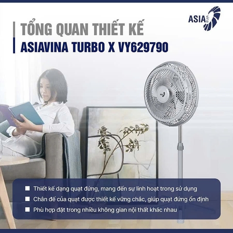 Quạt đứng Asiavina Turbo X VY629790 Xám