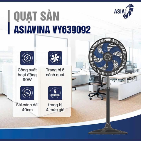 Quạt đứng ASIAVINA Turbo Plus VY639092 Đen