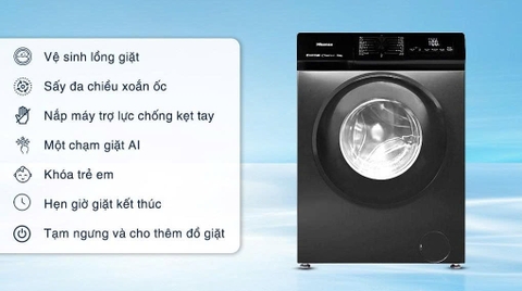 Máy giặt sấy Hisense Inverter giặt 9 kg - sấy 6 kg WD90N1Y