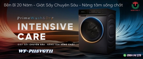 Máy giặt sấy Casper Giặt 11.5kg, Sấy 8kg WF-P115VGT11