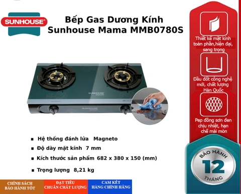 BẾP GAS DƯƠNG KÍNH SUNHOUSE MAMA MMB0780S