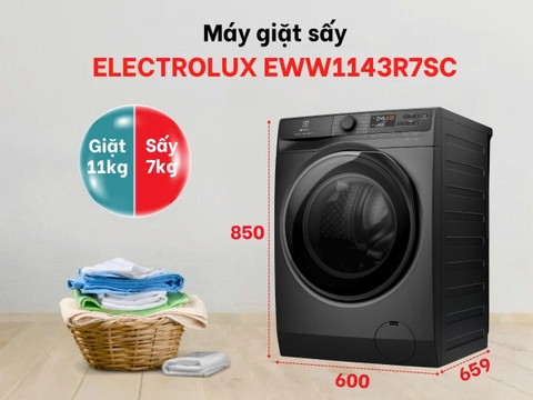 Máy giặt sấy Electrolux UltimateCare 700 Inverter giặt 11 kg - sấy 7 kg EWW1143R7SC