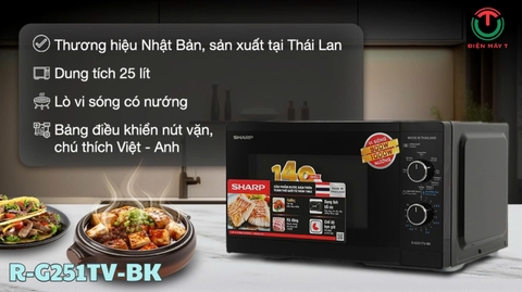Lò vi sóng có nướng 25 lít Sharp R-G251TV-BK