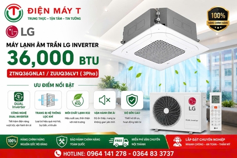Máy lạnh âm trần LG Inverter 36,000 btu ZTNQ36GNLA1/ZUUQ36LV1 ( 3Pha )