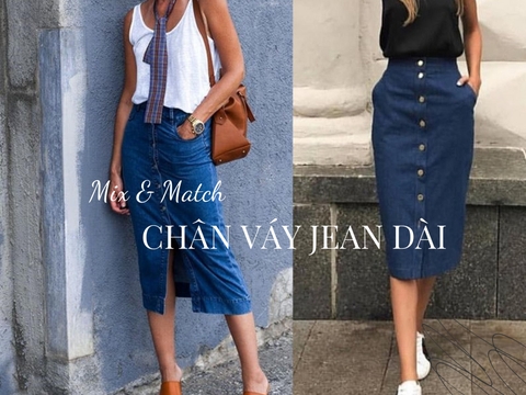 Muôn kiểu chân váy jean dáng dài tha hồ cho nàng khoe dáng  Thời trang   Việt Giải Trí