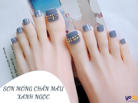 Nail box - bộ 10 móng tay giả màu xanh ngọc hot, nhấn đá áp út, cách đo móng  ảnh 3-4 | Shopee Việt Nam