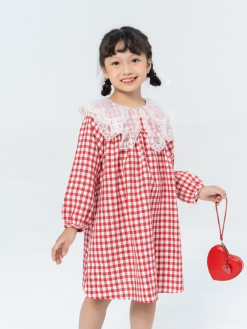 Váy Babydoll kẻ caro đỏ cổ sen 🦋 Đầm Nữ Tay Bồng Dáng xòe thích hợp mặc  tết | Lazada.vn