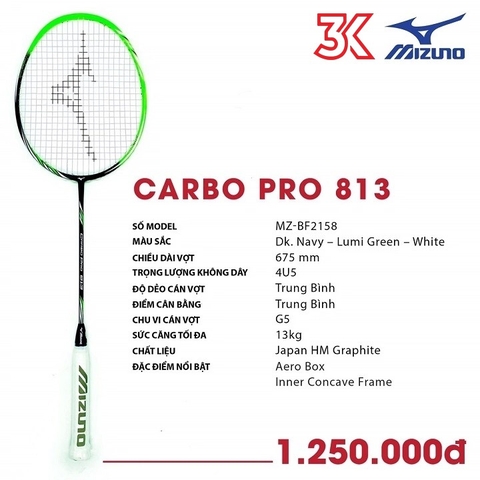 Vợt cầu lông Mizuno Carbo Pro 813 1 Khung vợt 1 Túi [Chính hãng] [Ảnh thật] [Có bảo hành] [Có sẵn]