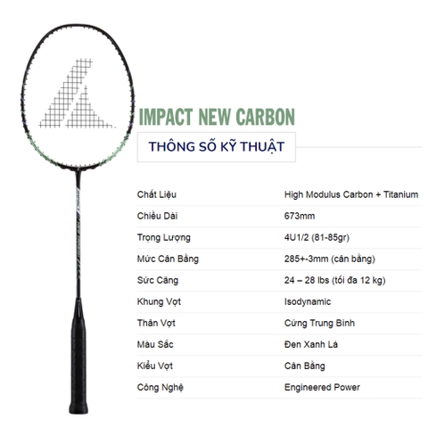 Vợt cầu lông ProKennex IMPACT NEW CARBON 1 vợt 1 túi