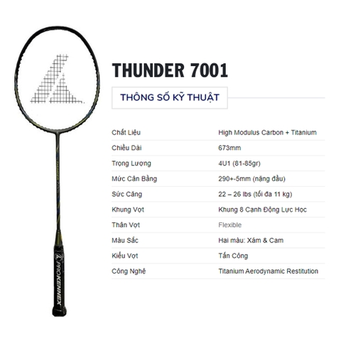 Vợt cầu lông ProKennex Thunder 7001 1 vợt 1 túi