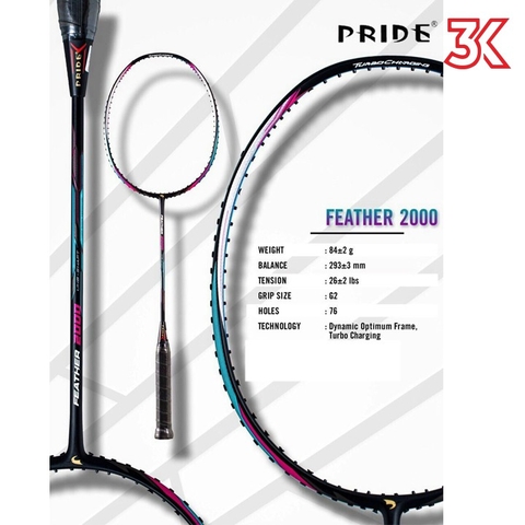 Vợt cầu lông Pride Feather 2000 4U 1 Khung Vợt 1 Túi [Tặng mã 50k] [Chính hãng] [FreeShip] [Ảnh thật] [Có bảo hành 3T]